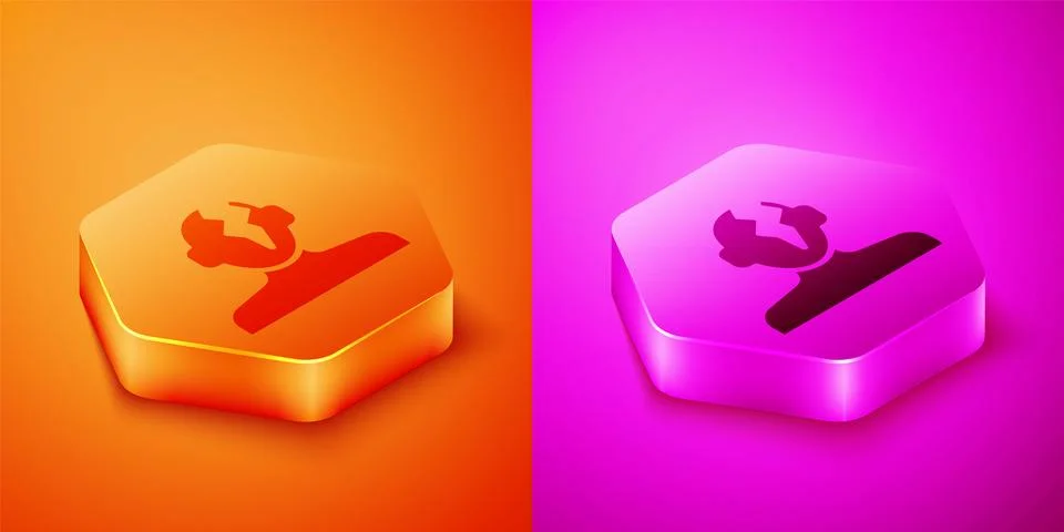 Isometric Solution to the problem in psychology icon isolated on orange and.. Stock Illustration