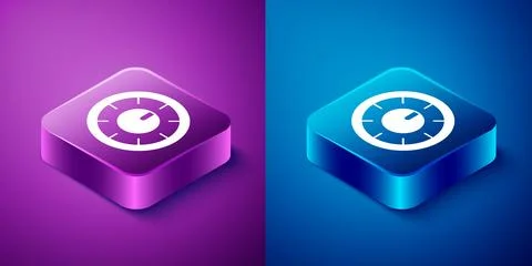 Isometric Sound mixer controller icon isolated on blue and purple backgroun.. Stock Illustration