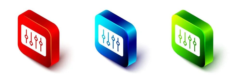 Isometric Sound mixer controller icon isolated on white background. Dj equipm Stock Illustration
