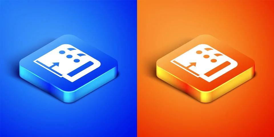 Isometric Sound mixer controller icon isolated on blue and orange background. Stock Illustration