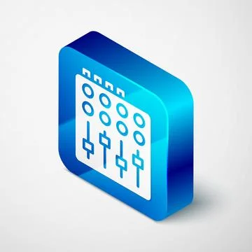 Isometric Sound mixer controller icon isolated on grey background. Dj equipme Stock Illustration