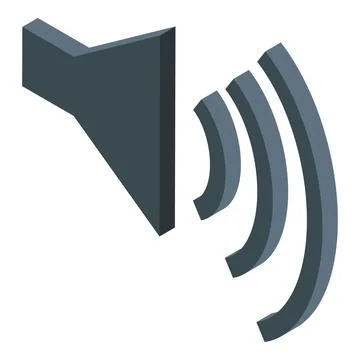 Isometric speaker emitting sound waves, broadcasting audio signals Stock Illustration