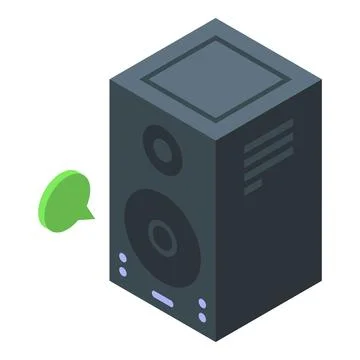 Isometric speaker with music note bubble Stockillustratie