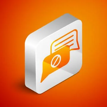 Isometric Speech bubble chat icon isolated on orange background. Message icon 스톡 일러스트