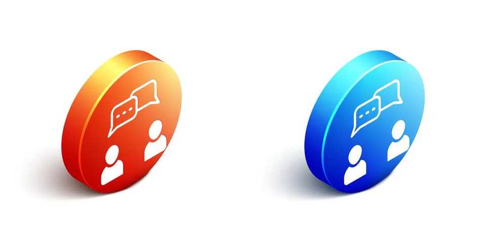 Isometric Speech bubble chat icon isolated on white background. Message icon Stock Illustration