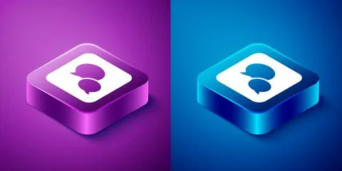 Isometric Speech bubble chat icon isolated on blue and purple background 스톡 일러스트