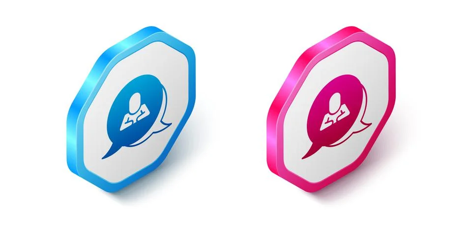 Isometric Speech bubble chat icon isolated on white background. Message icon Stock Illustration