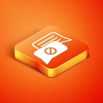 Isometric Speech bubble chat icon isolated on orange background. Message icon Stock Illustration