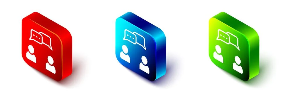 Isometric Speech bubble chat icon isolated on white background. Message icon. Stock Illustration