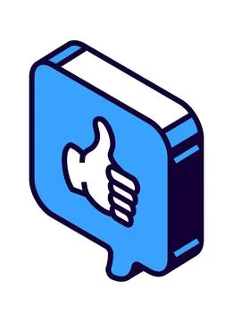 Isometric speech bubble sign, with thumbs up Stock Illustration
