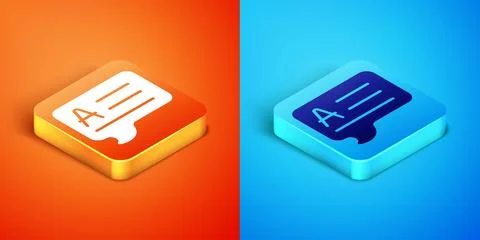 Isometric Speech bubbles with Answer icon isolated on orange and blue background Stock Illustration