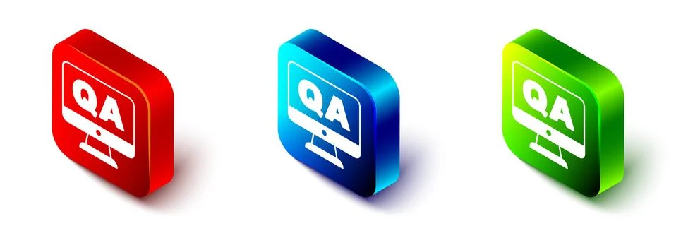 Isometric Speech bubbles with Question and Answer icon isolated on white Stock Illustration