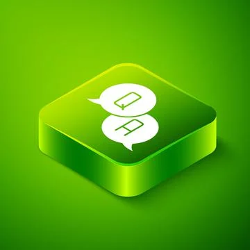 Isometric Speech bubbles with Question and Answer icon isolated on green back Illustrazione stock