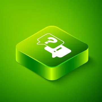 Isometric Speech bubbles with Question and Answer icon isolated on green イラスト素材