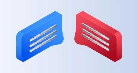 Isometric speech bubbles on white background, communication concept Stock Illustration