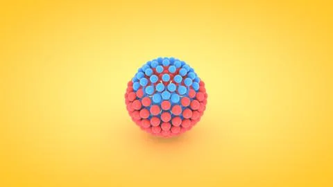 Isometric sphere atom array illustration, 3D rendering 스톡 일러스트