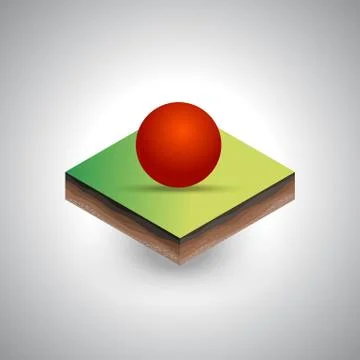 Isometric sphere on the piece of the soil Stock Illustration