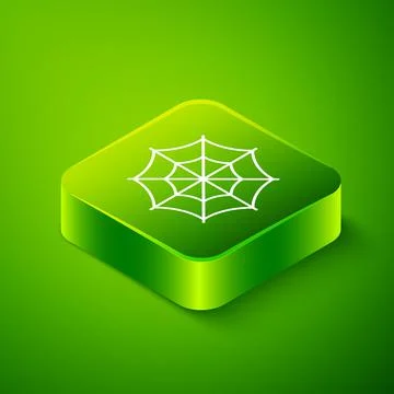 Isometric Spider web icon isolated on green background. Cobweb sign. Happy Stock Illustration