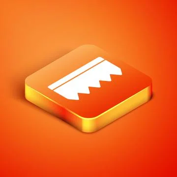 Isometric Sponge with bubbles icon isolated on orange background. Wisp of bast Stock Illustration