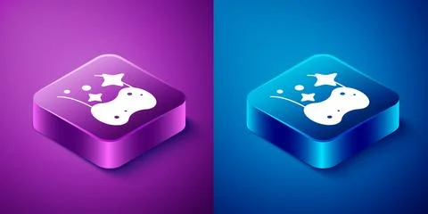 Isometric Sponge icon isolated on blue and purple background. Wisp of bast .. Stock Illustration