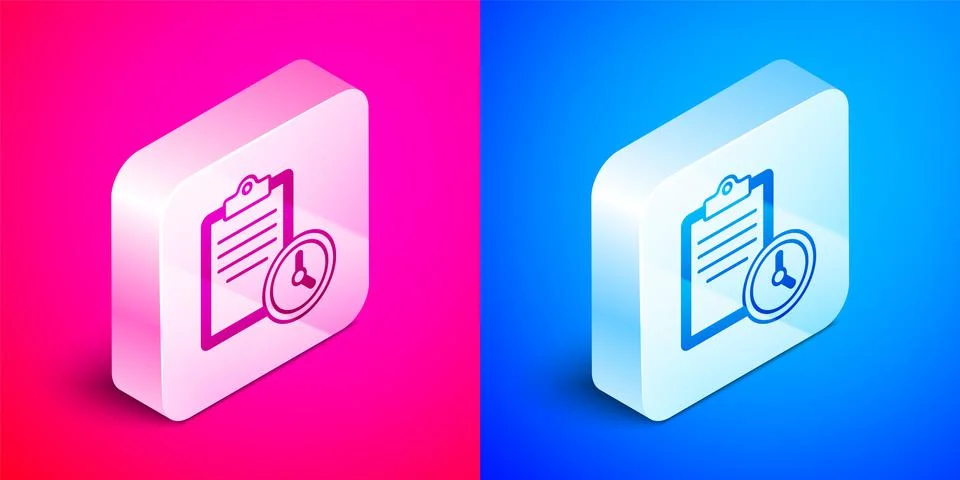 Isometric Sport training program or fitness plan icon isolated on pink and blue Stock Illustration