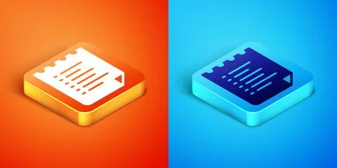 Isometric Sport training program or fitness plan icon isolated on orange and Stock-Illustration