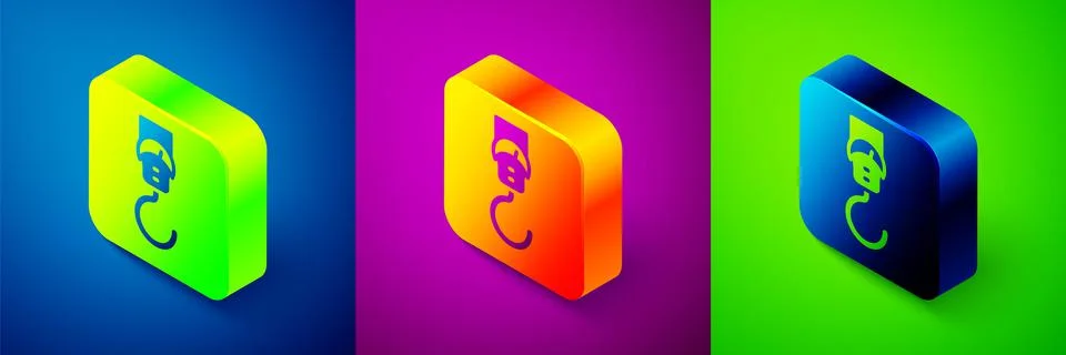 Isometric Spring scale icon isolated on blue, purple and green background Stock Illustration