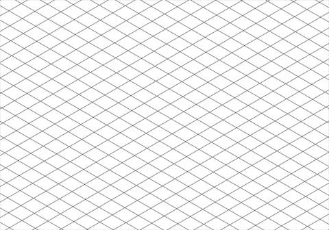 Isometric squared grid. Isometric black line guides. Printable 3d perspective Illustrazione stock