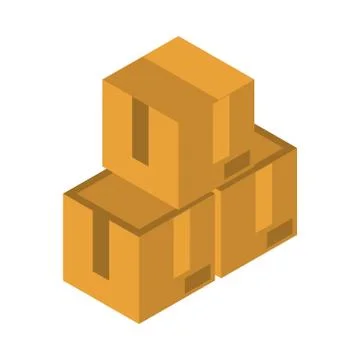 Isometric stack of cardboard boxes work flat style icon design Illustrazione stock