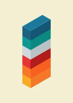 Isometric of stack cargo containers Stock Illustration