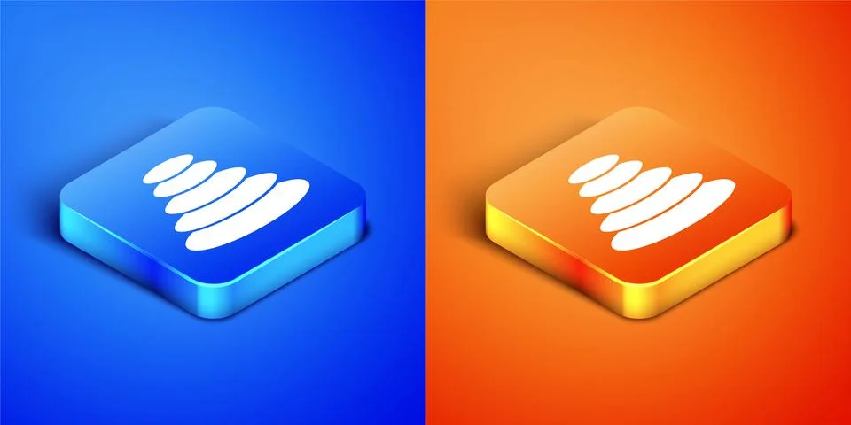 Isometric Stack hot stones icon isolated on blue and orange background. Spa Illustrazione stock