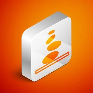 Isometric Stack hot stones icon isolated on orange background. Spa salon 스톡 일러스트