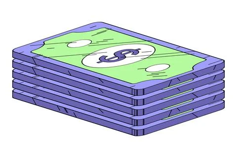 Isometric stack of money stylized dollar banknotes for financial growth concept. Stock Illustration