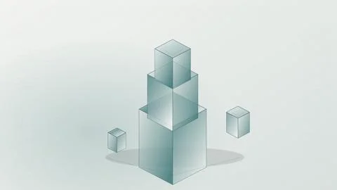 Isometric stacked cubes composition minimalist geometric design Stock Illustration