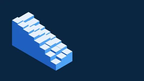 Isometric stair blocks rising in sequence on the left with empty right copy.. Stock Illustration