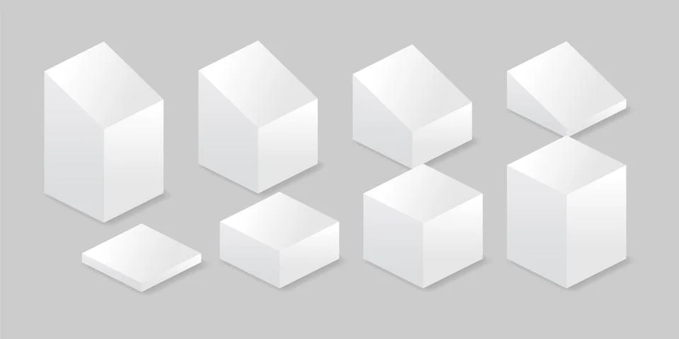 Isometric stand set vector illustration. Isometric set of promotional stands or Stock Illustration