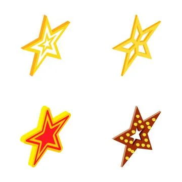 Isometric star icons set representing success and fame Stock Illustration
