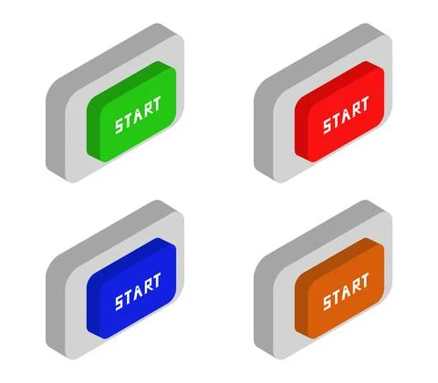 Isometric start button icon illustrated in vector on white background 스톡 일러스트