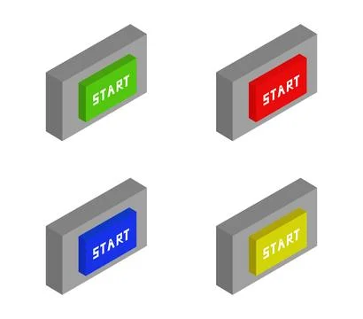 Isometric start button icon illustrated in vector on white background Stock Illustration