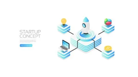 Isometric startup concept Stock Illustration