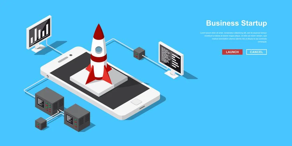 Isometric startup concept Stock Illustration