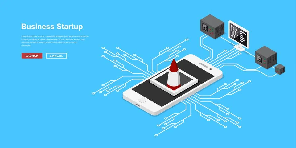 Isometric startup concept Illustrazione stock