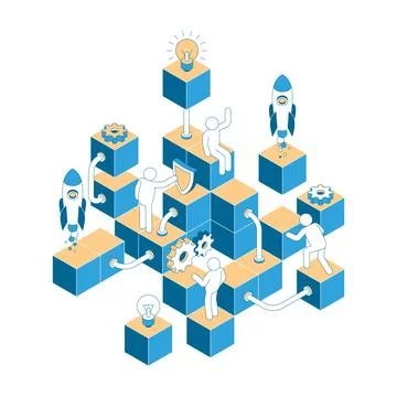 Isometric Startup Development Concept Illustration Stock Illustration