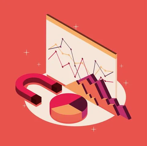 Isometric statistics and data analytics Illustrazione stock