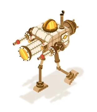 Isometric steampunk robot or fighting machine Stock Illustration