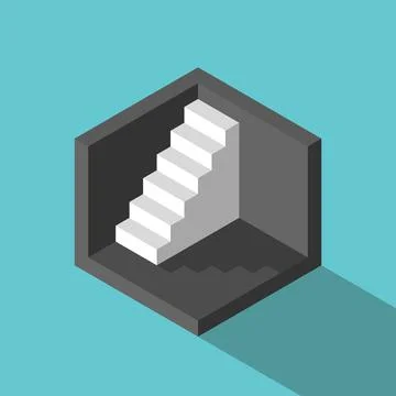 Isometric steps from box Stock Illustration