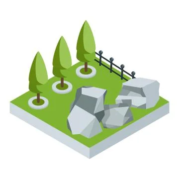Isometric stone garden Stock Illustration