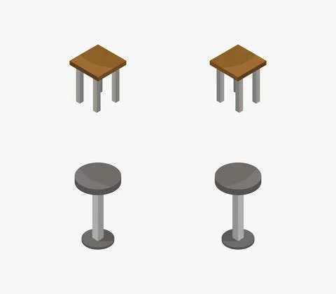 Isometric stool icon illustrated in vector on white background Stock Illustration