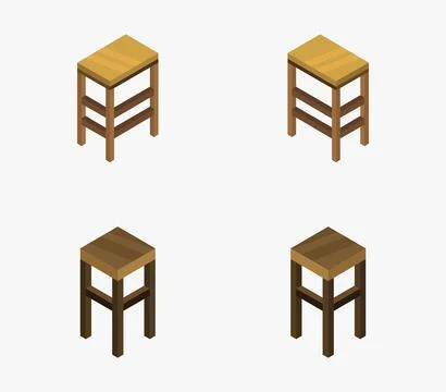 Isometric stool icon illustrated in vector on white background Stock Illustration