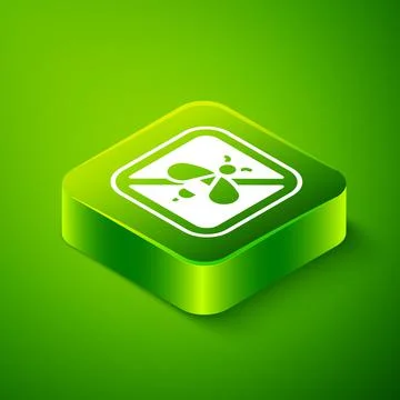 Isometric Stop bee icon isolated on green background. Sweet natural food 스톡 일러스트